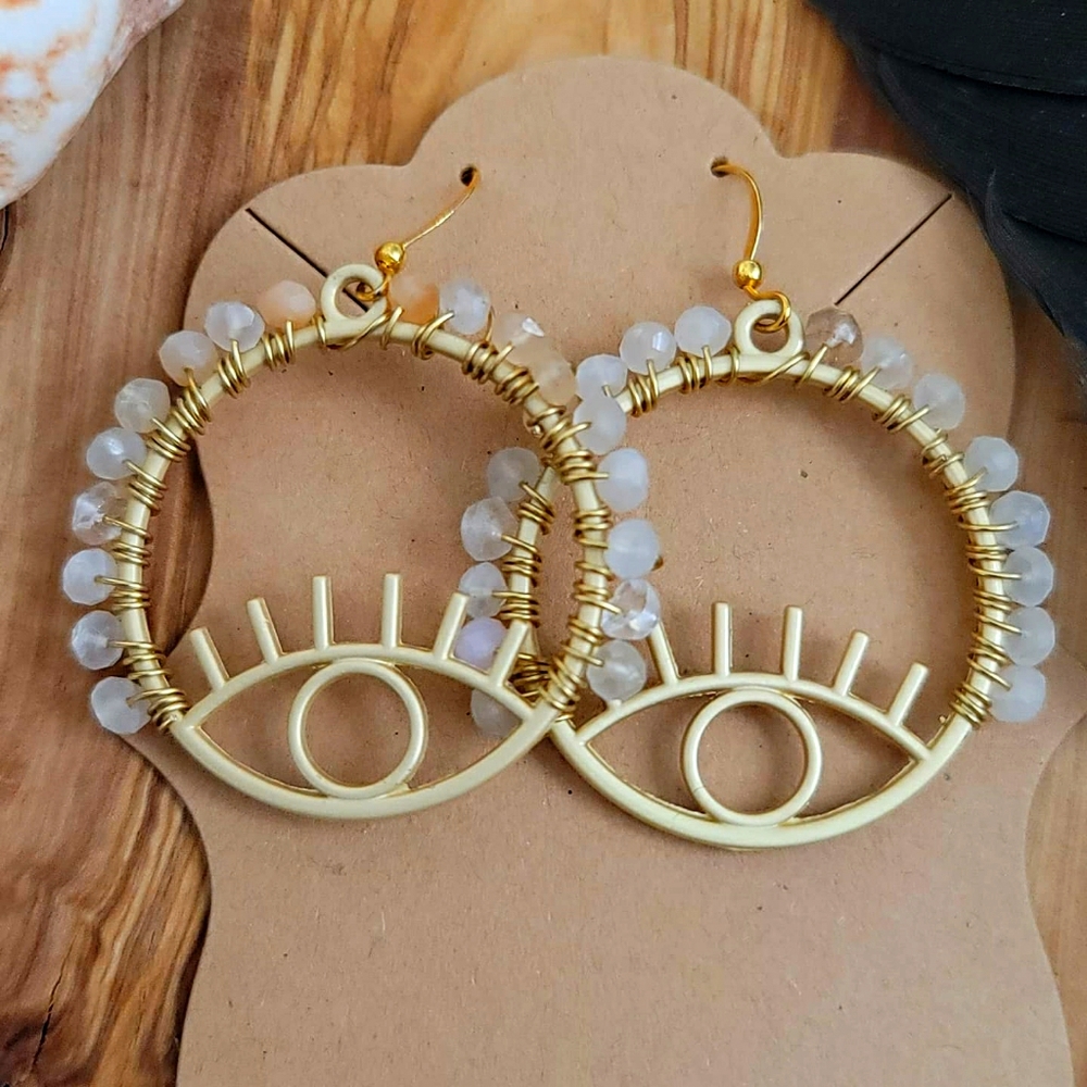 Gemstone Evil Eye Earrings
